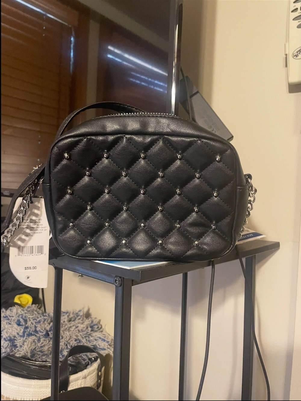 Rebecca Minkoff Black Quilted Crossbody with Stud Accents
